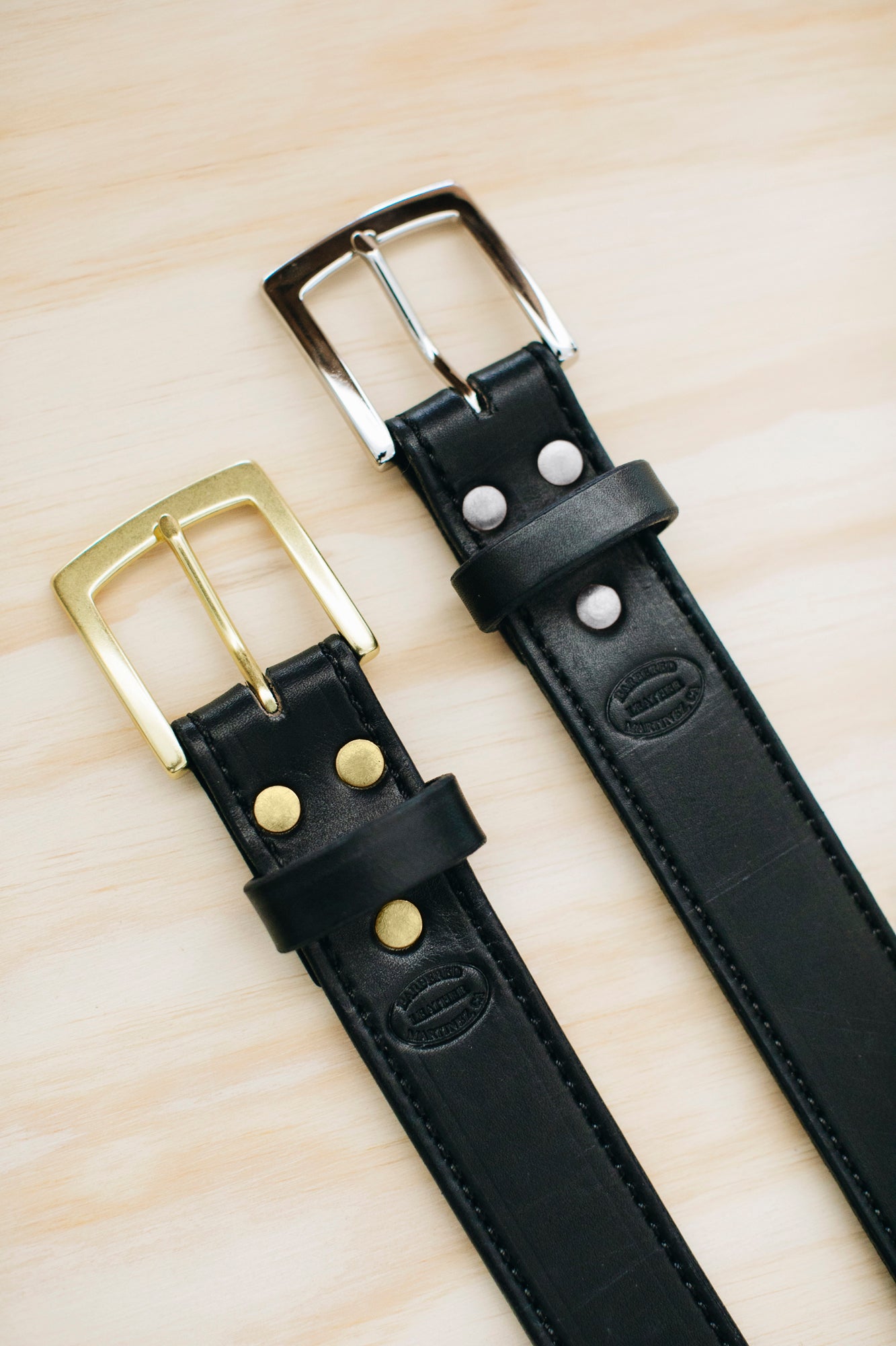 Barbieri Leather Statement Belt No. 288 Center Bar Leather Belt in Ebony Waxed Flesh by  main image 4